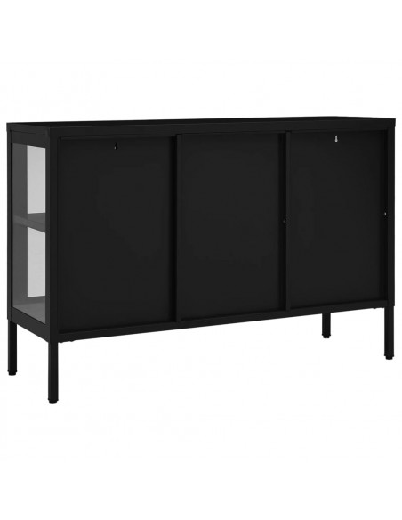 Credenza Nera 105x35x70 cm in Acciaio e Vetro