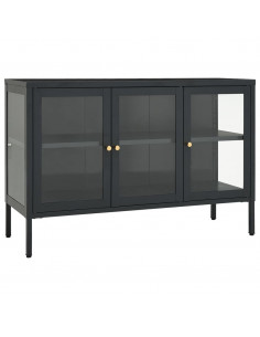 Credenza Antracite 105x35x70 cm in Acciaio e Vetro 2