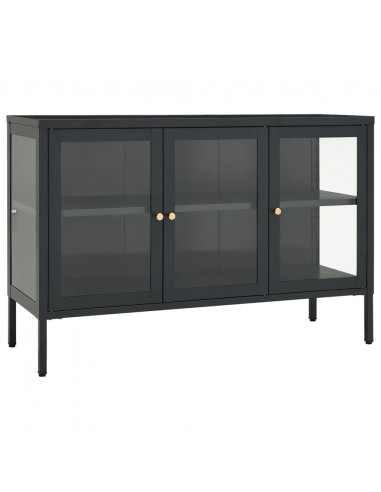 Credenza Antracite 105x35x70 cm in Acciaio e Vetro