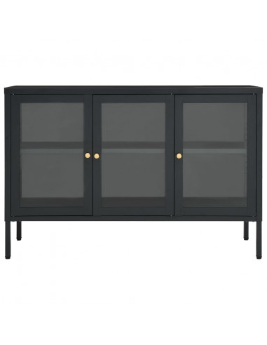 Credenza Antracite 105x35x70 cm in Acciaio e Vetro