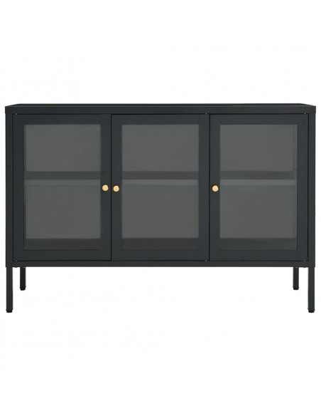 Credenza Antracite 105x35x70 cm in Acciaio e Vetro