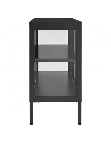 Credenza Antracite 105x35x70 cm in Acciaio e Vetro
