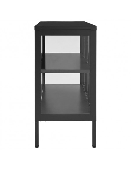 Credenza Antracite 105x35x70 cm in Acciaio e Vetro