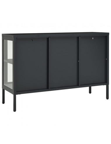 Credenza Antracite 105x35x70 cm in Acciaio e Vetro