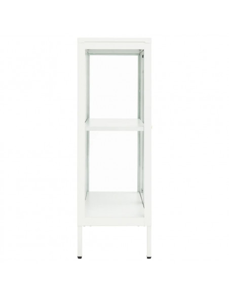 Credenza Bianca 75x35x105 cm in Acciaio e Vetro