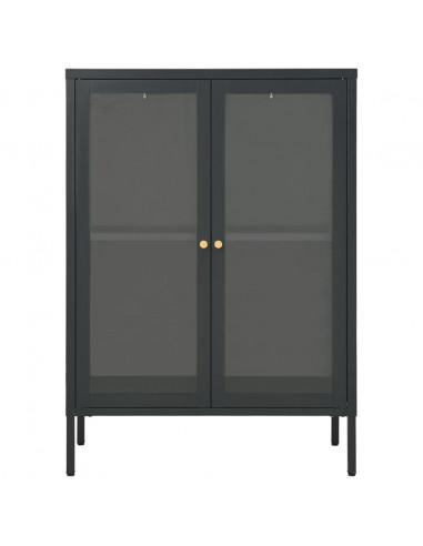 Credenza Antracite 75x35x105 cm in Acciaio e Vetro