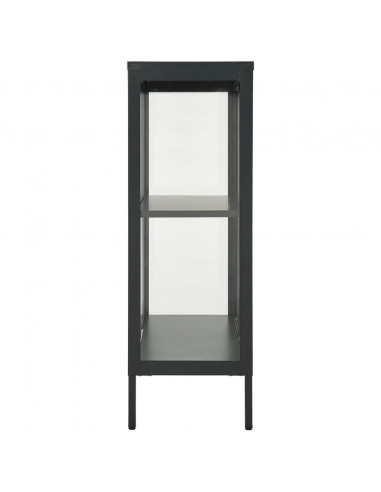 Credenza Antracite 75x35x105 cm in Acciaio e Vetro