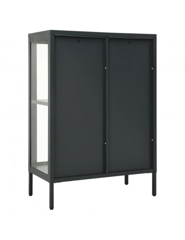 Credenza Antracite 75x35x105 cm in Acciaio e Vetro