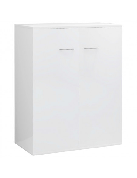 Credenza Bianco Lucido 60x30x75 cm in Legno Multistrato