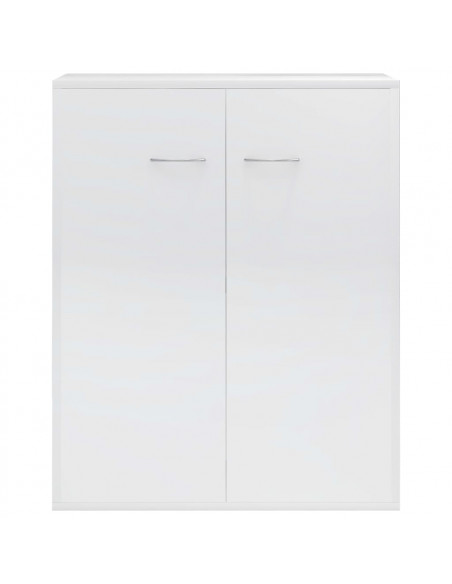 Credenza Bianco Lucido 60x30x75 cm in Legno Multistrato