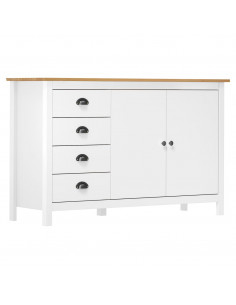 Credenza Hill Bianca 130x40x80 cm in Legno Massello di Pino 2