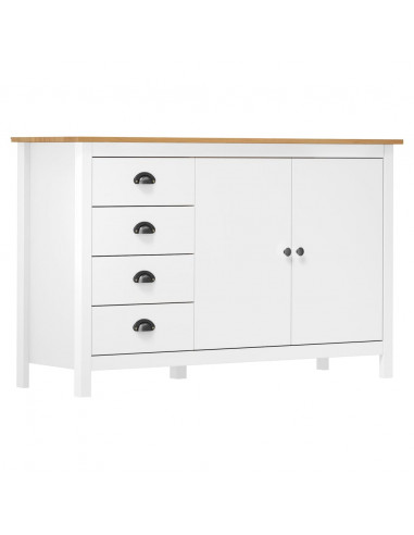 Credenza Hill Bianca 130x40x80 cm in Legno Massello di Pino