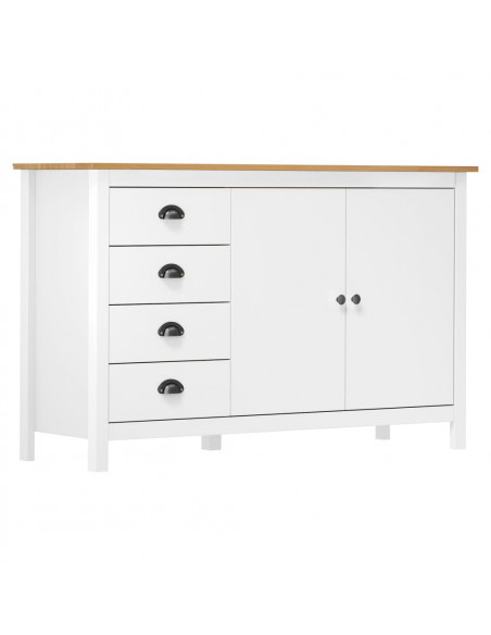 Credenza Hill Bianca 130x40x80 cm in Legno Massello di Pino