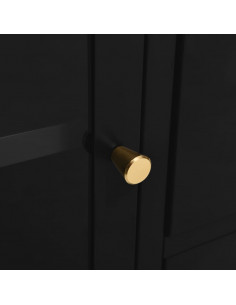 Credenza Nera 75x35x70 cm in Acciaio e Vetro Temperato 2