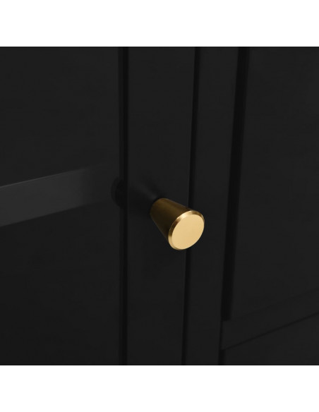 Credenza Nera 75x35x70 cm in Acciaio e Vetro Temperato