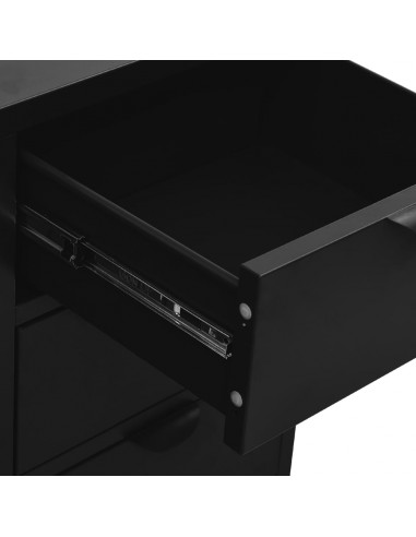 Credenza Nera 75x35x70 cm in Acciaio e Vetro Temperato