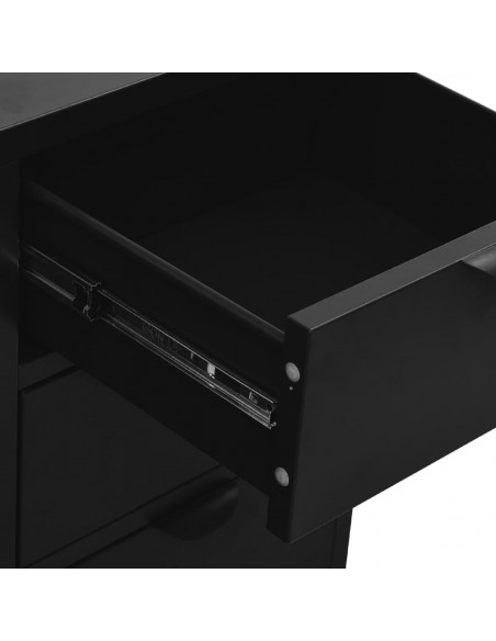 Credenza Nera 75x35x70 cm in Acciaio e Vetro Temperato