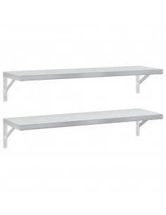 Mensole a Muro 2 pz 100x30 cm Argento in Acciaio Inossidabile 2