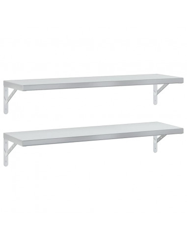 Mensole a Muro 2 pz 100x30 cm Argento in Acciaio Inossidabile