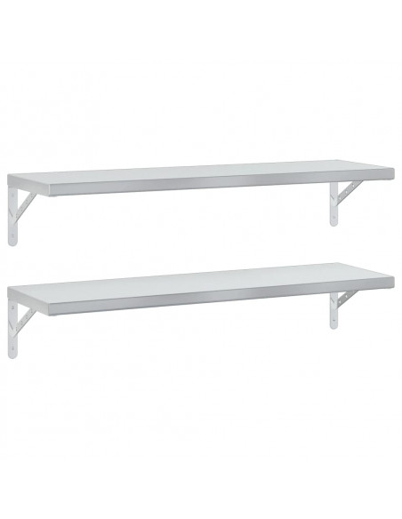 Mensole a Muro 2 pz 100x30 cm Argento in Acciaio Inossidabile