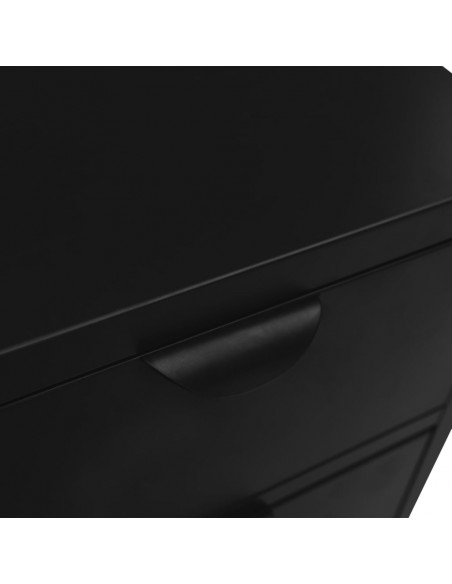 Credenza Nera 75x35x70 cm in Acciaio e Vetro Temperato
