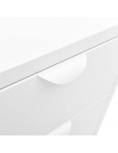 Credenza Bianca 75x35x70 cm in Acciaio e Vetro Temperato 2