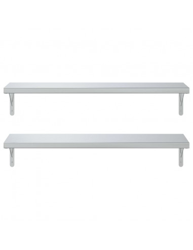 Mensole a Muro 2 pz 100x30 cm Argento in Acciaio Inossidabile