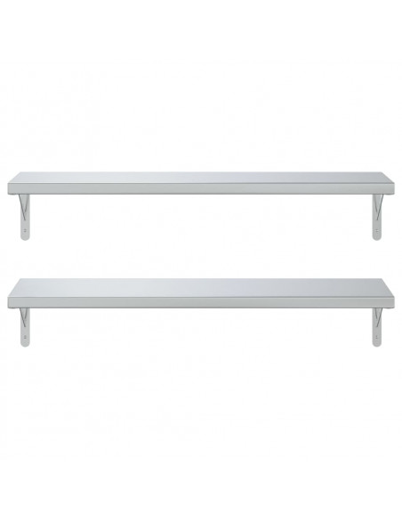 Mensole a Muro 2 pz 100x30 cm Argento in Acciaio Inossidabile