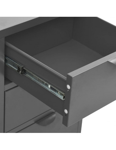 Credenza Antracite 75x35x70 cm in Acciaio e Vetro Temperato