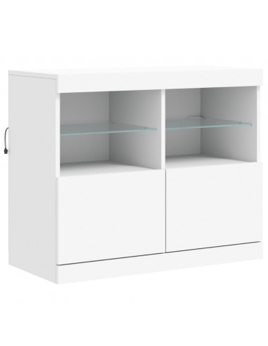 Credenza con Luci LED Bianca 163x37x67 cm