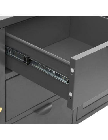 Credenza Antracite 105x35x70 cm in Acciaio e Vetro Temperato