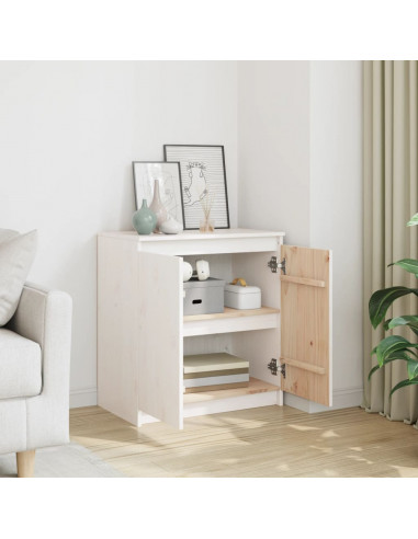 Armadietto Bianco 60x36x65 cm in Legno Massello di Pino