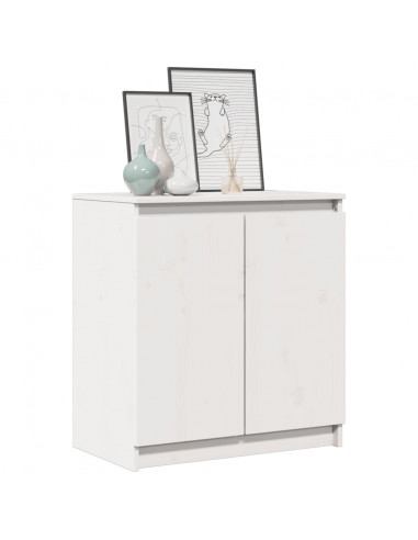 Armadietto Bianco 60x36x65 cm in Legno Massello di Pino