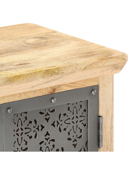 Credenza con Ante in Acciaio 60x35x75 cm in Massello di Mango