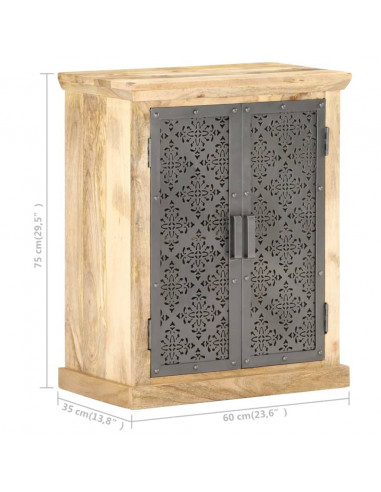 Credenza con Ante in Acciaio 60x35x75 cm in Massello di Mango