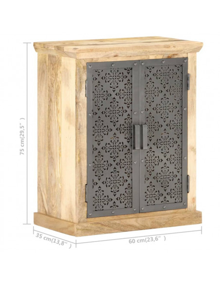 Credenza con Ante in Acciaio 60x35x75 cm in Massello di Mango