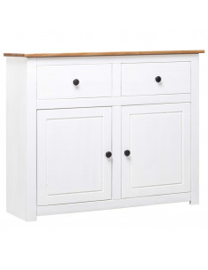 Credenza Bianca 93x40x80 cm in Legno Massello di Pino Panama 2