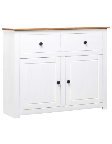 Credenza Bianca 93x40x80 cm in Legno Massello di Pino Panama