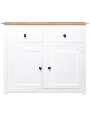 Credenza Bianca 93x40x80 cm in Legno Massello di Pino Panama