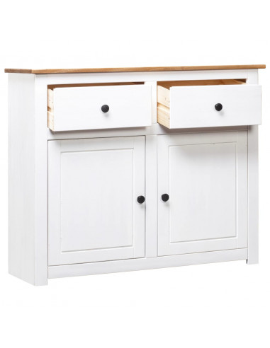 Credenza Bianca 93x40x80 cm in Legno Massello di Pino Panama