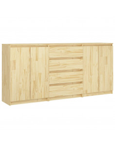 Credenze 3 pz in Legno Massello di Pino 2