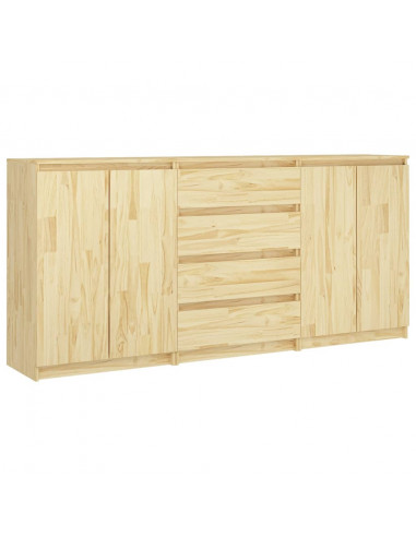 Credenze 3 pz in Legno Massello di Pino