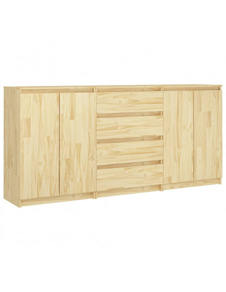 Credenze 3 pz in Legno Massello di Pino