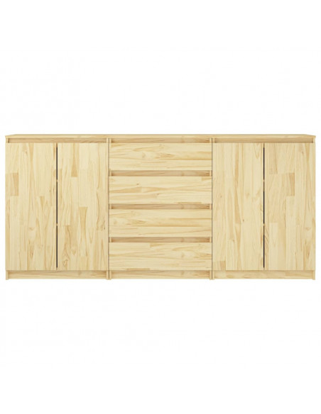 Credenze 3 pz in Legno Massello di Pino