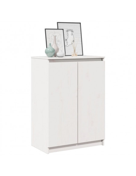 Credenza Bianca 60x36x84 cm in Legno Massello di Pino