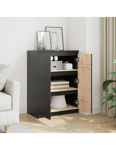 Credenza Nera 60x36x84 cm in Legno Massello di Pino
