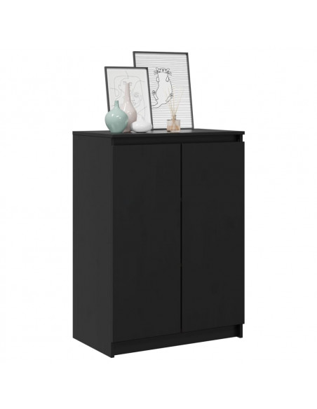 Credenza Nera 60x36x84 cm in Legno Massello di Pino