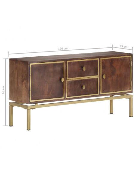 Credenza 120x29x60 cm in Legno Massello di Mango