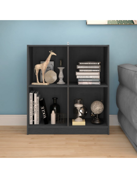 Credenza Grigia 70x33x76 cm in Legno Massello di Pino