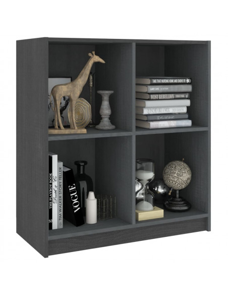 Credenza Grigia 70x33x76 cm in Legno Massello di Pino